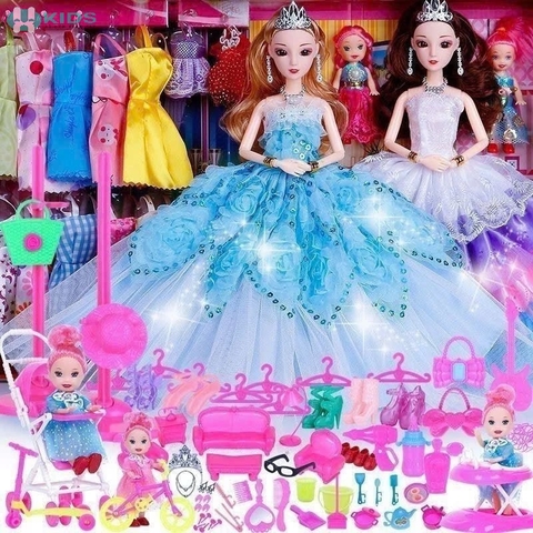 Búp Bê Trang Điểm Màu Hồng Kèm Phụ Kiện Làm Tóc Cho Bé