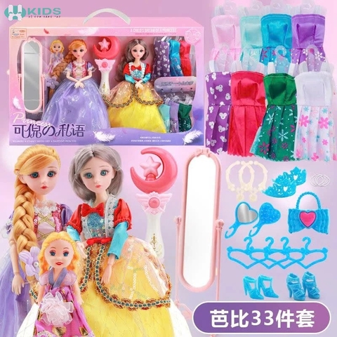 Búp Bê Trang Điểm Màu Hồng Kèm Phụ Kiện Làm Tóc Cho Bé
