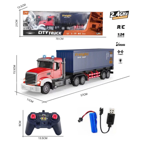 Xe Container Điều Khiển Từ Xa Cỡ Lớn Có Đèn Tỷ Lệ 1:24