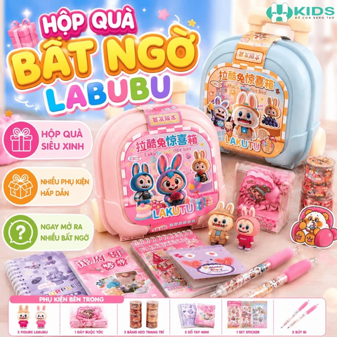 Hộp Quà Bất Ngờ Labubu Dạng Vali Có Tay Cầm, Nhiều Phụ Kiện Ngẫu Nhiên Cho Bé