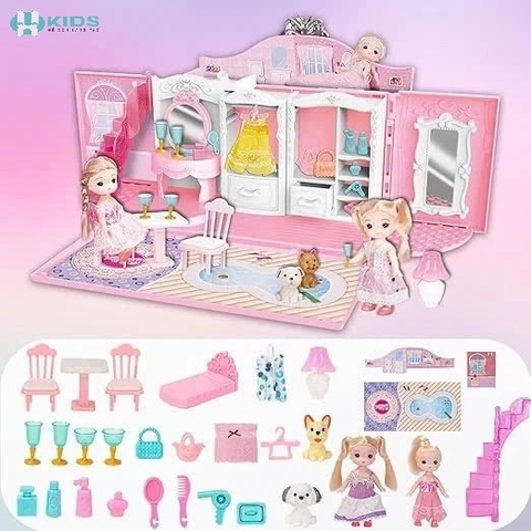 Túi Xách Búp Bê Công Chúa Biến Hình Ngôi Nhà Phòng Ngủ