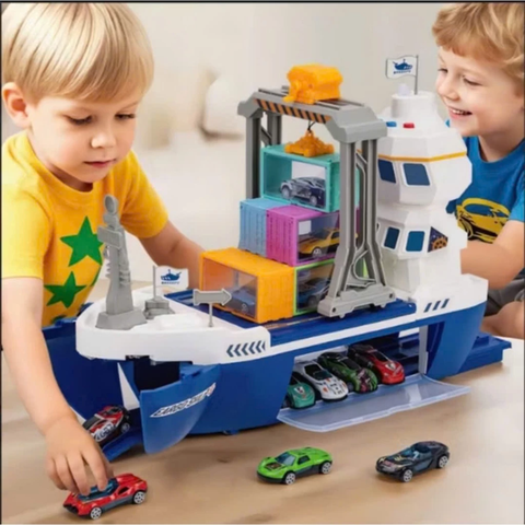 Tàu Chở Ô Tô Cỡ Lớn Kèm 12 Xe Con, Có Cần Cẩu Container Và Khoang Đựng Xe