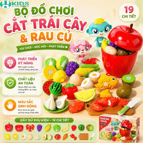 Bộ Đồ Chơi Cắt Rau Củ Hình Quả Táo 19 Chi Tiết