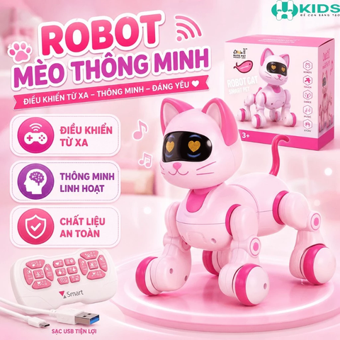Robot Mèo Máy Điều Khiển Từ Xa, Có Nhạc Lập Trình Chuyển Động Dễ Thương Cho Bé