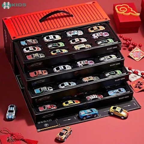 Hộp 48 Xe Ô Tô Hợp Kim, Vali Container Kèm Thảm Đường Đua Và Bãi Đỗ Xe Cho Bé