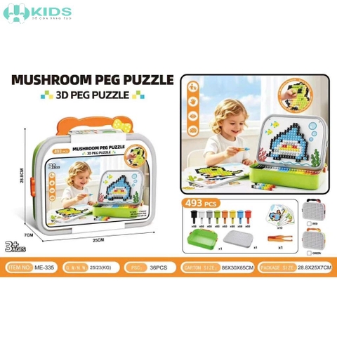 Bộ Xếp Hình Hạt Nấm Sáng Tạo 3D Puzzle 493 Chi Tiết Cho Bé
