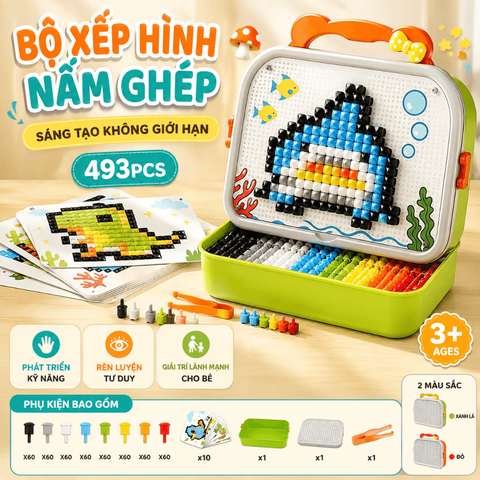 Bộ Xếp Hình Hạt Nấm Sáng Tạo 3D Puzzle 493 Chi Tiết Cho Bé