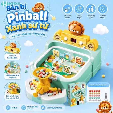Máy Bắn Bi Pinball Cho Bé Có Màn Hình Tính Điểm, Kèm 20 Bi