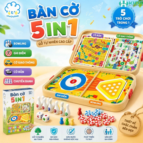 Bàn Cờ Gỗ 5in1 Cho Bé