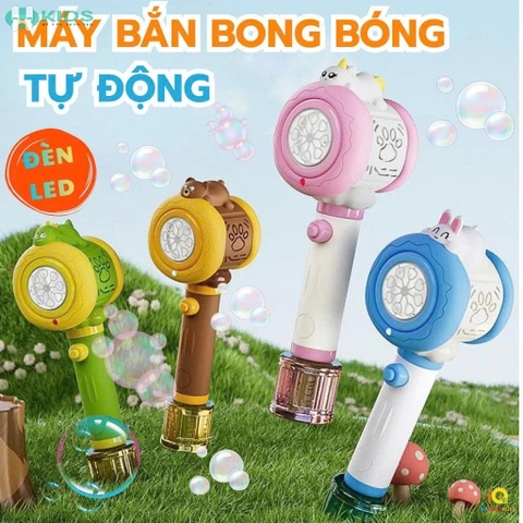 Bộ Bắn Bong Bóng Tự Động Có Đèn LED Hình Thú Cho Bé
