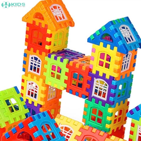 Bộ Xếp Hình Ngôi Nhà 156 Chi Tiết, Khối Lắp Ghép Xây Dựng Lâu Đài Nhiều Màu Cho Bé 3+