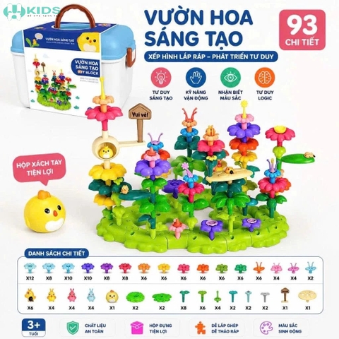 Bộ Lắp Ghép Vườn Hoa 93pcs, Đại Dương 76pcs Cho Bé 3+