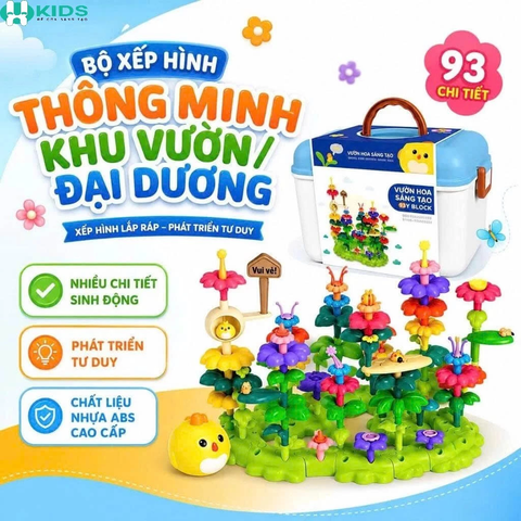 Bộ Lắp Ghép Vườn Hoa 93pcs, Đại Dương 76pcs Cho Bé 3+