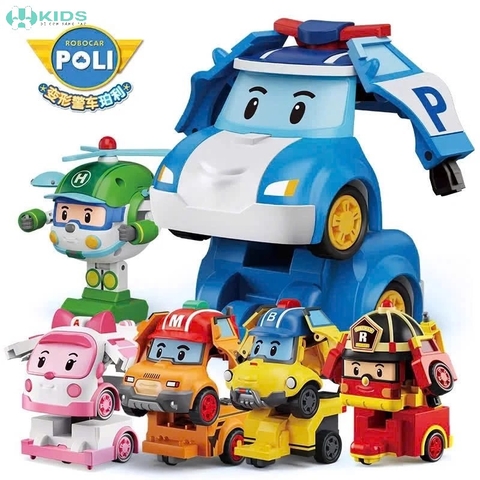 Set 6 Xe Poli Biến Hình Robot Cho Bé