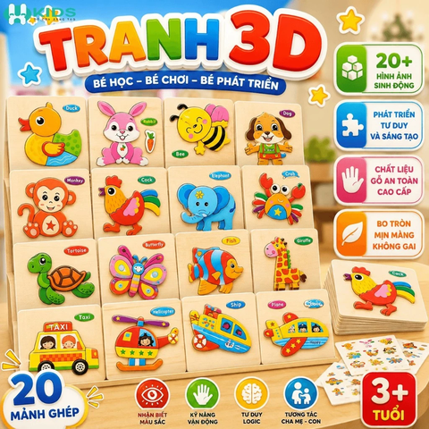 Tranh Ghép Hình 3D Bằng Gỗ Cho Bé