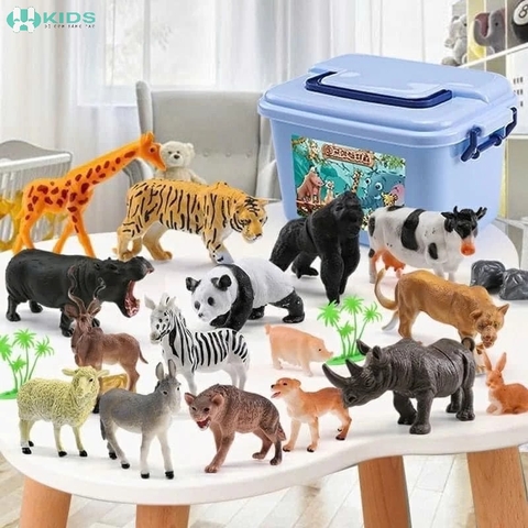 Bộ Mô Hình Động Vật Hoang Dã Nông Trại Kèm Hộp Đựng Cho Bé