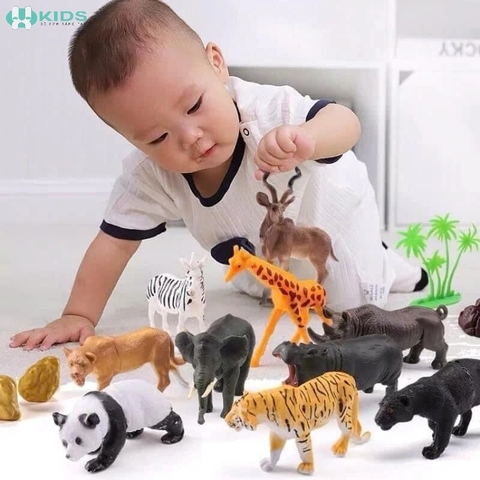 Bộ Mô Hình Động Vật Hoang Dã Nông Trại Kèm Hộp Đựng Cho Bé