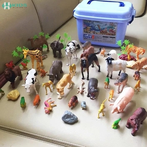 Bộ Mô Hình Động Vật Hoang Dã Nông Trại Kèm Hộp Đựng Cho Bé