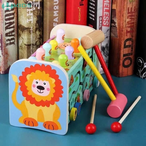 Đồ Chơi Gỗ Đập Chuột Sư Tử Có Đàn Xylophone Cho Bé