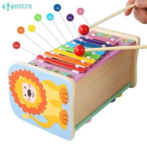 Đồ Chơi Gỗ Đập Chuột Sư Tử Có Đàn Xylophone Cho Bé