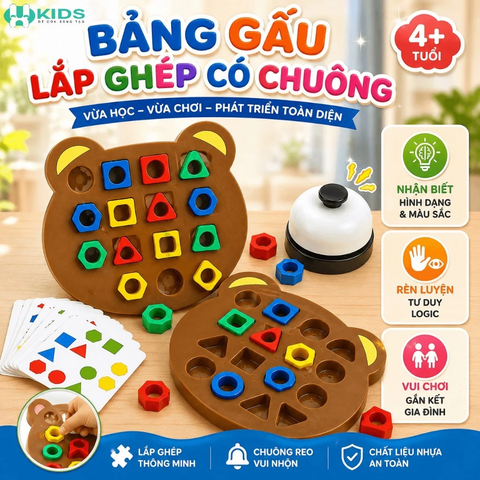 Đồ Chơi Bảng Gấu Lắp Ghép 2 Người Chơi Có Chuông