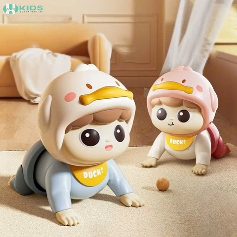 Đồ Chơi Em Bé Tập Bò Đội Mũ Vịt Tự Động