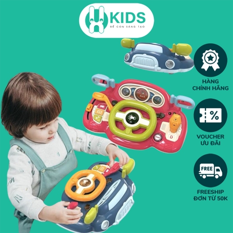 Đồ chơi vô lăng mô phỏng lái xe ô tô như thật với nhiều nút điều khiển kèm hiệu ứng đèn và âm thanh vui nhộn cho bé