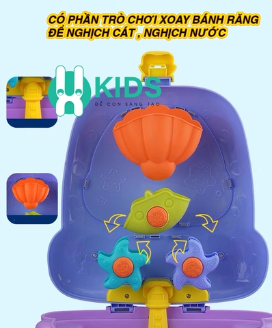 Bộ Vali kéo đồ chơi xúc cát cỡ lớn cho bé trai bé gái đi biển nghịch nước nhà tắm hình con vật dễ thương