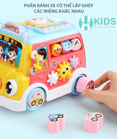 Xe buýt vui nhộn có đèn nhạc phát tiếng động vật vui nhộn