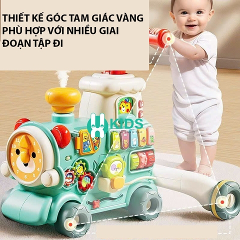 Xe tập đi đa năng 5in1 mô hình tàu hoả xe lửa kết hợp xe chòi chân kèm đồ chơi giáo dục sớm có nhạc đèn phun khói cho bé