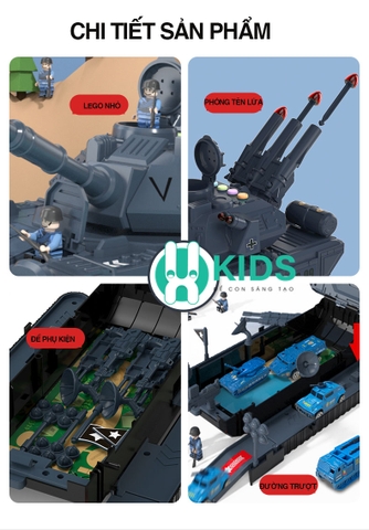 Đồ chơi xe tăng trẻ em cỡ lớn,hiệu ứng âm thanh, ánh sáng, biến hình đa chức năng