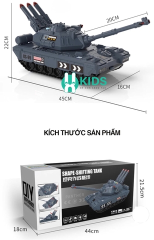 Đồ chơi xe tăng trẻ em cỡ lớn,hiệu ứng âm thanh, ánh sáng, biến hình đa chức năng