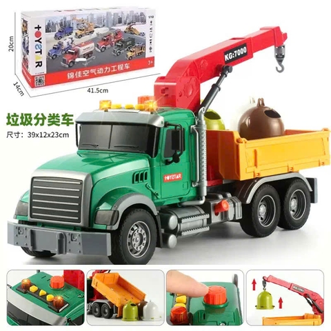 Xe Cẩu Chở Rác Đồ Chơi Cỡ Lớn Có Đèn Nhạc Cho Bé – Thùng Nâng Hạ
