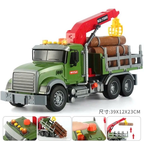 Xe Cẩu Chở Gỗ Đồ Chơi Cỡ Lớn Có Đèn Nhạc Cho Bé – Cẩu Nâng Hạ