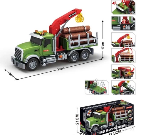 Xe Cẩu Chở Gỗ Đồ Chơi Cỡ Lớn Có Đèn Nhạc Cho Bé – Cẩu Nâng Hạ