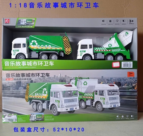 Set 2 Xe Chở Rác Chạy Pin Có Đèn Nhạc Cho Bé Tỉ Lệ 1:18 – Mã 6883