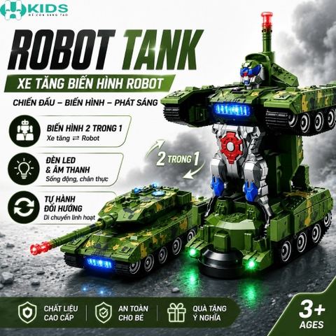Xe Tăng Biến Hình Robot Điều Khiển Từ Xa Có Đèn Nhạc Cho Bé – Mã HX156