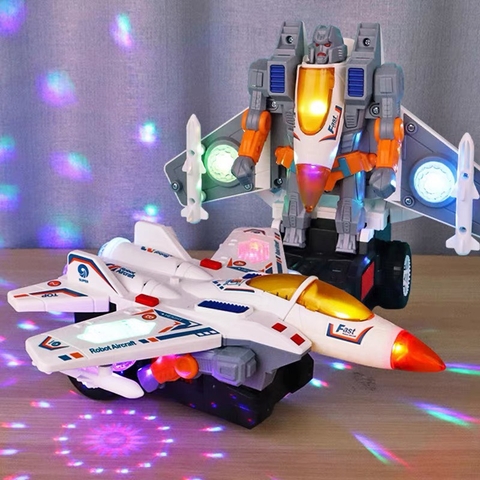 Máy Bay Biến Hình Robot 2 Trong 1 Cho Bé – Tự Động Biến Hình, Đèn LED Và Âm Thanh