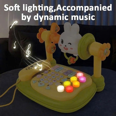 Điện Thoại Thỏ Để Bàn, Đồ Chơi Đa Năng Có Đàn Piano Đèn Nhạc Cho Bé