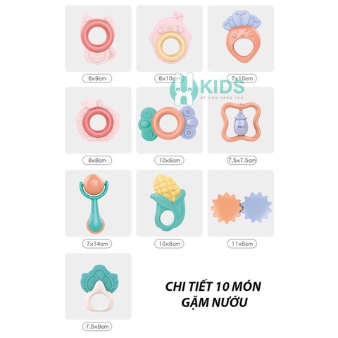 Bộ 10 món đồ chơi xúc xắc gặm nướu cho bé sơ sinh