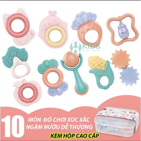 Bộ 10 món đồ chơi xúc xắc gặm nướu cho bé sơ sinh