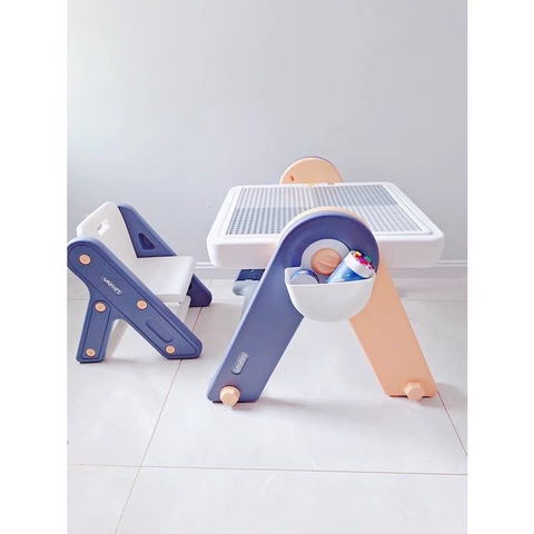 Bộ bàn xếp hình kiêm bảng vẽ đa năng 6 in1 cho trẻ em, thiết kế dáng chữ A xoay 180 độ, gấp gọn dễ dàng