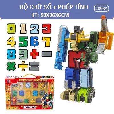 Bộ chữ số biến hình thông minh từ 0-9 lắp ghép thành robot kích thước lớn