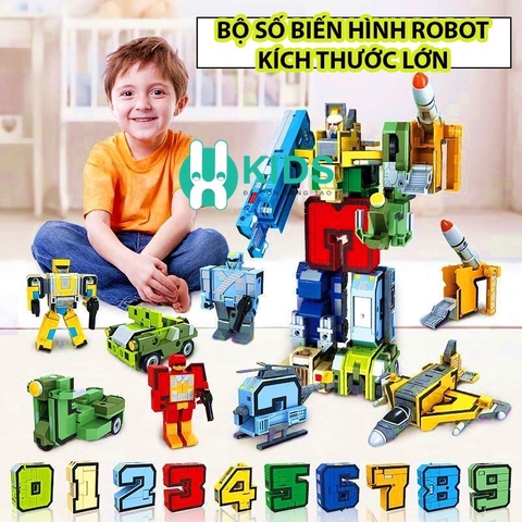 Bộ chữ số biến hình thông minh từ 0-9 lắp ghép thành robot kích thước lớn