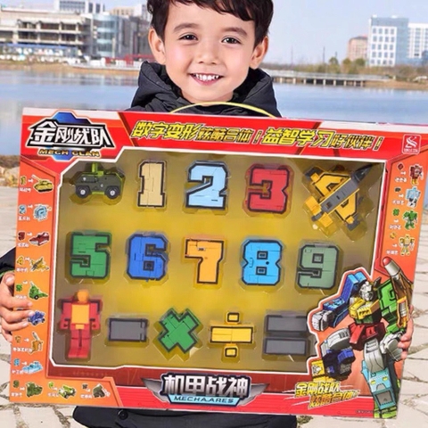 Bộ chữ số biến hình thông minh từ 0-9 lắp ghép thành robot kích thước lớn