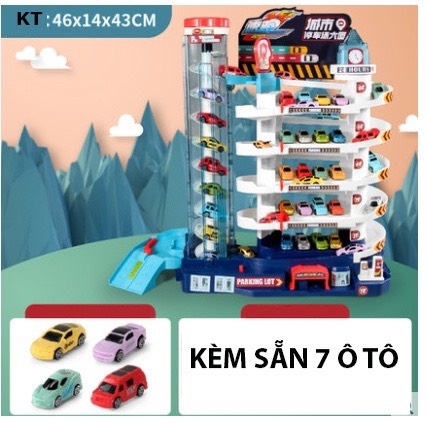 Full Bộ Đồ Chơi Đường Đua Khủng Long Siêu Tốc Kết Hợp Garage 5 Tầng Cho bé