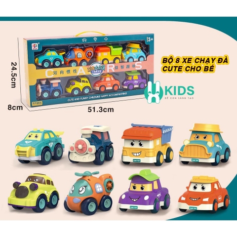 Bộ ô tô đồ chơi 6 – 8 xe ô tô Poli biệt đội tàu bay siêu đẳng, xe công trình dễ thương chạy đà nhiều màu sắc trẻ em