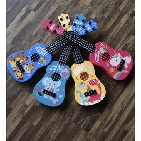 Đàn guitar mini cho bé, đàn ukulele cho trẻ em học tập âm nhạc có hộp đẹp tiếng anh