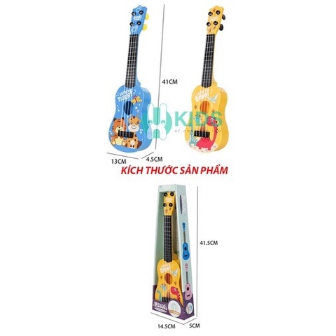 Đàn guitar mini cho bé, đàn ukulele cho trẻ em học tập âm nhạc có hộp đẹp tiếng anh
