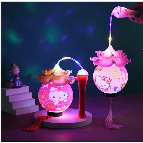 Đèn lồng trung thu dạng tròn có mái kép truyền thống